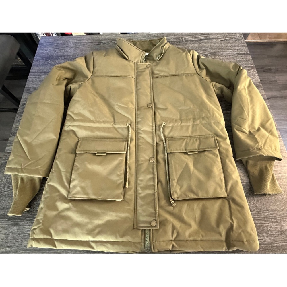 Grace Karin Olive Utility Parka Coat Faux Fur Lined Gorpcore Winter XL
